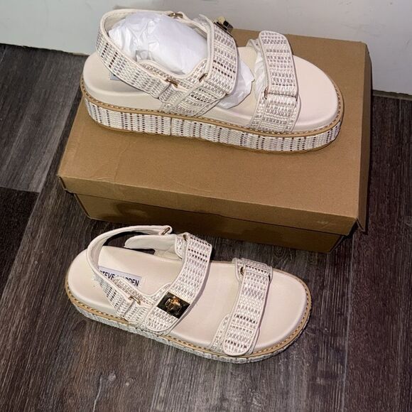 Steve Madden Women's Bigmona Platform Footbed Sandals In Beige Multi Size 9.5 - Picture 4 of 6